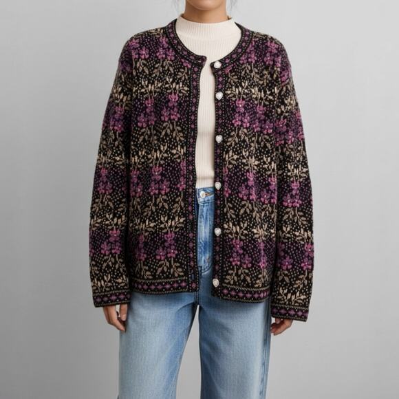 Vintage Whimsigoth Cardigan Sweater Grunge Romantic Folk Cottagecore Boho M - Picture 5 of 12